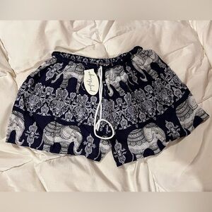 Daisy Island Shorts Bloomers Blue White Elephants India One Size NWT